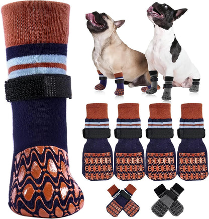 Kuoser Non Slip Dog Socks for Hardwood Floors, 4Pack Anti-Slip Dog Grippy Socks to Prevent Licking Paws, Dogs Booties Paw Protectors with Double-Sided Traction for Small Medium Large Senior Dogs, XS - Image 10