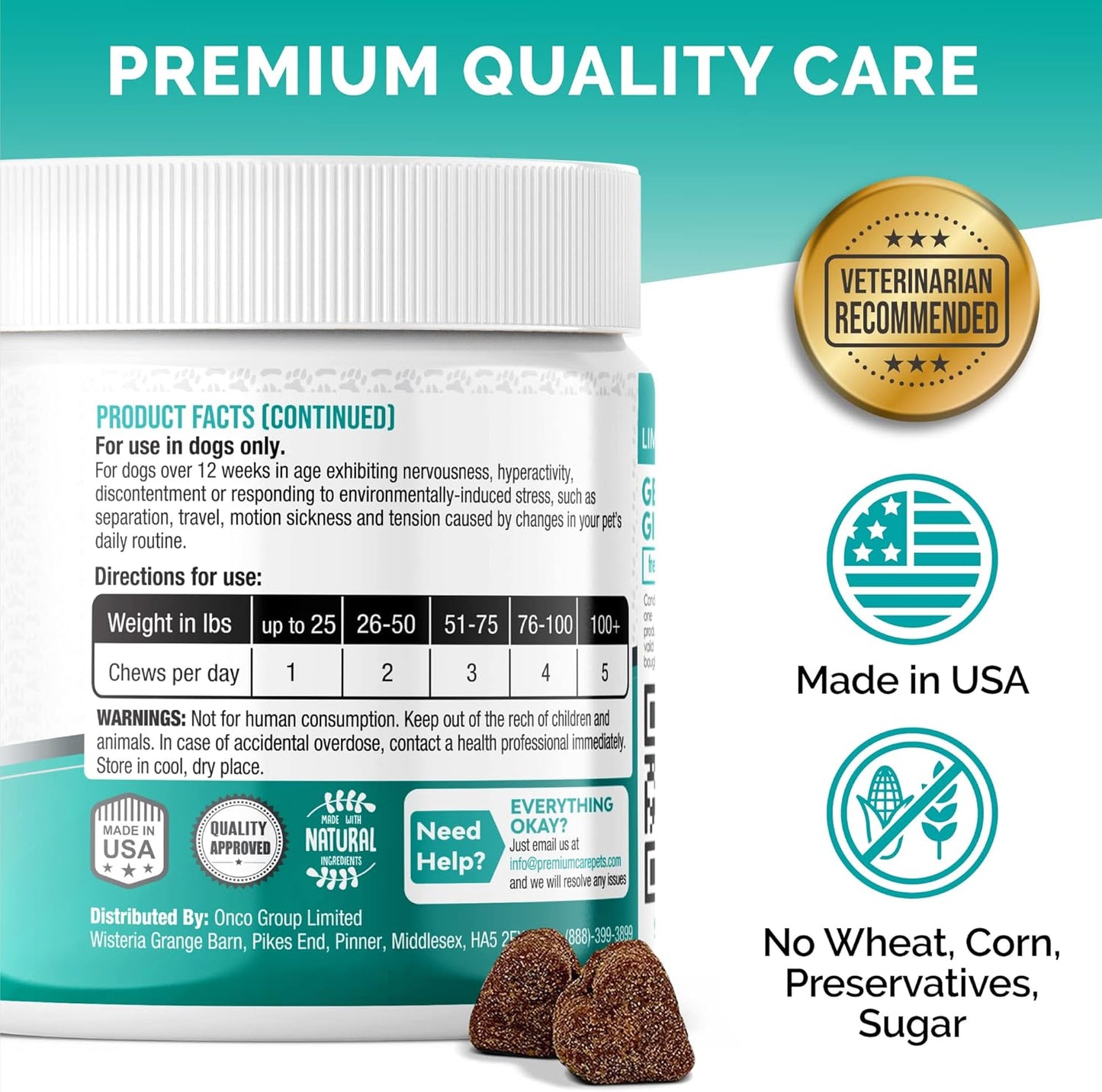 Premium Care anti barking and thunderstorm panic remedy for pets