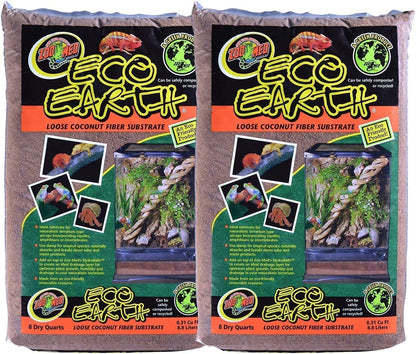 Zoo Med Eco Earth loose coconut fiber substrate front packaging view for premium reptile bedding