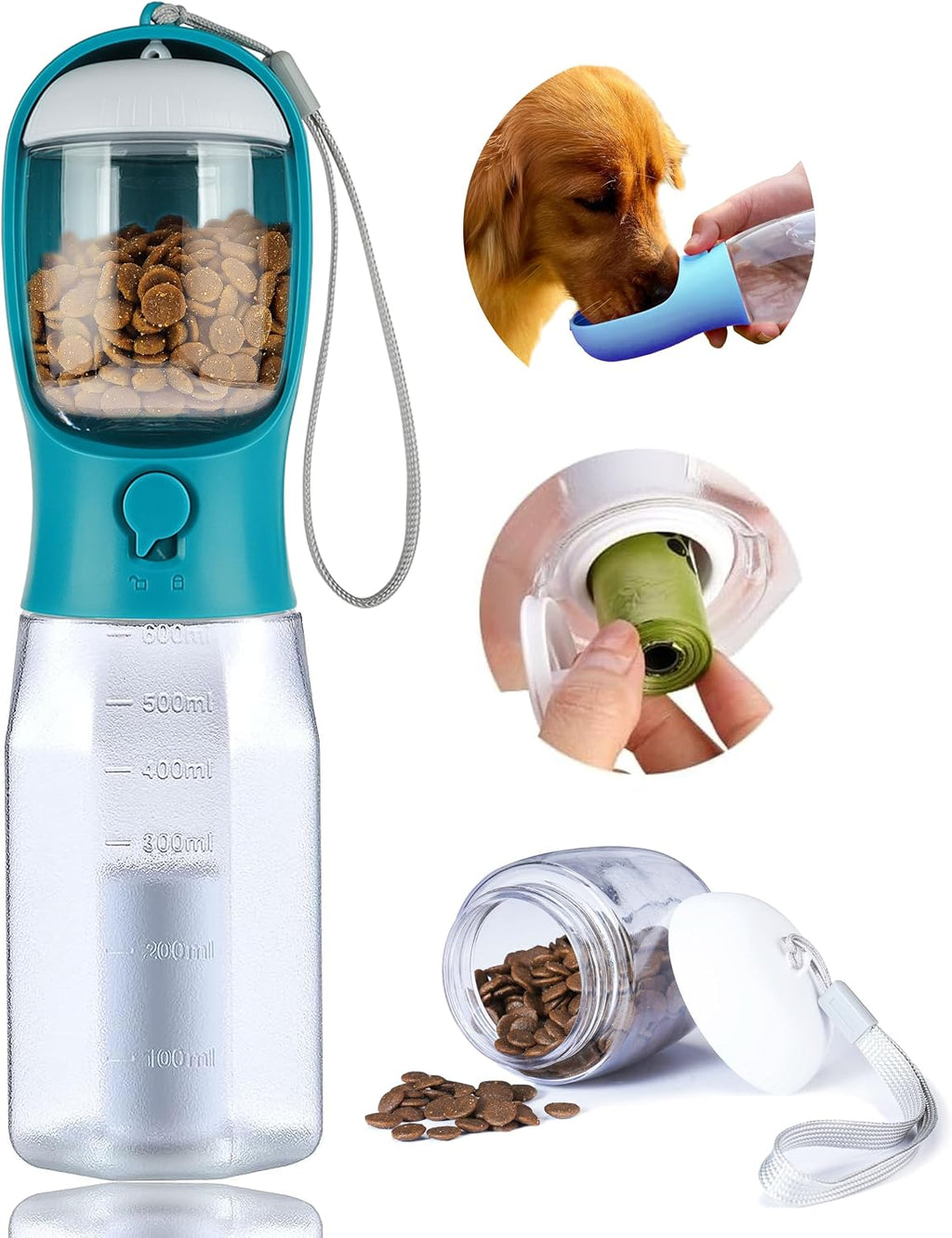 Dog Water Bottle with Food Container, Portable Pet Dog Water Dispenser for Outdoor Walking,Hiking,Travel,Puppy Essentials,Puppy Supplies,Replaceable Waste Bags - Image 11