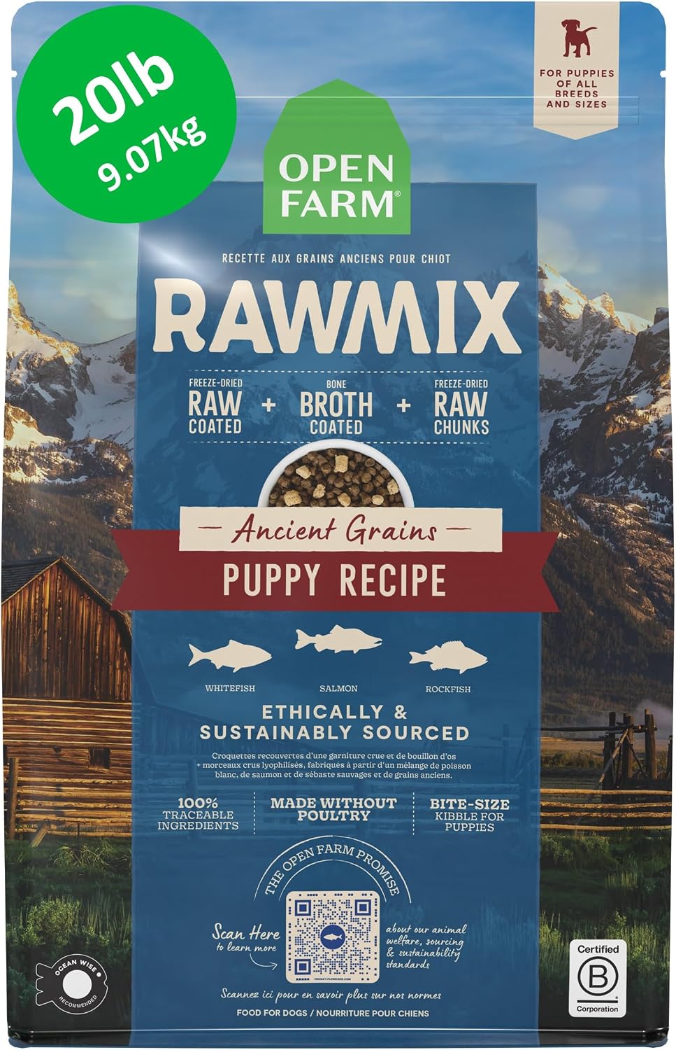 Open Farm, RawMix Dry Dog Food with Ancient Grains, Protein-Packed Kibble Coated in Bone Broth with Freeze Dried Raw Chunks, Salmon Whitefish & Rockfish, Wild Ocean Recipe, 20lb Bag - Image 15