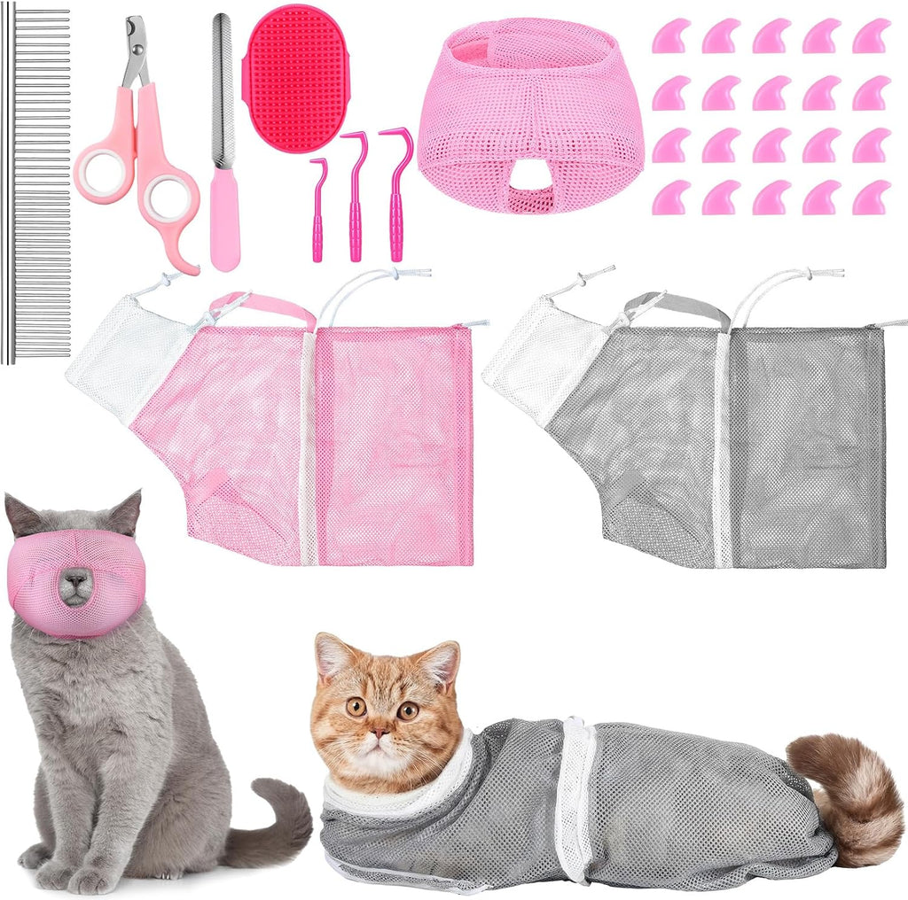 Complete 10 in 1 cat grooming bundle packaging with all accessories laid out flat