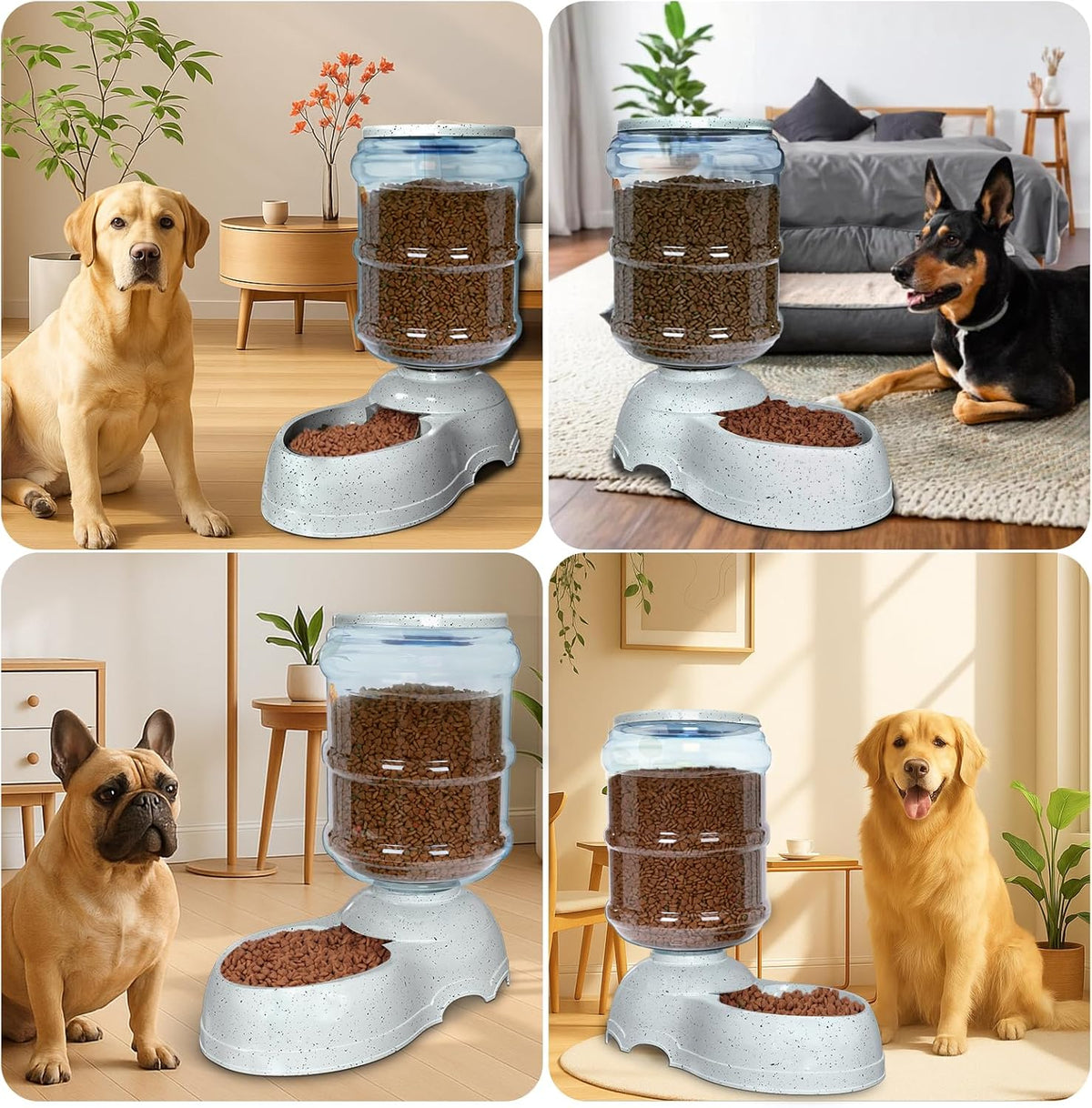 Kenond gravity dog feeder speckled blue non slip base close up view