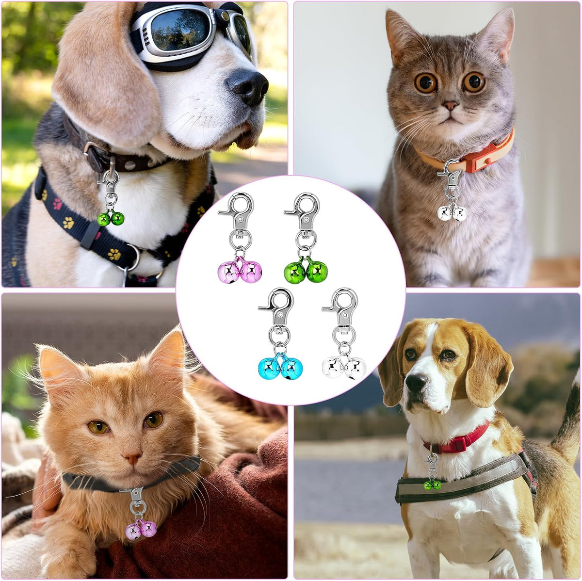 Four pack of Kalione pet bells and training pendants