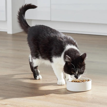 Back label of Open Farm RawMix cat food displaying traceable ingredients and guaranteed analysis
