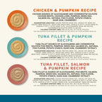 Grain free natural senior cat food pouches in chicken and pumpkin recipe flavor profile.
