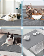Extra large non slip cat litter mat placed under a litter tray