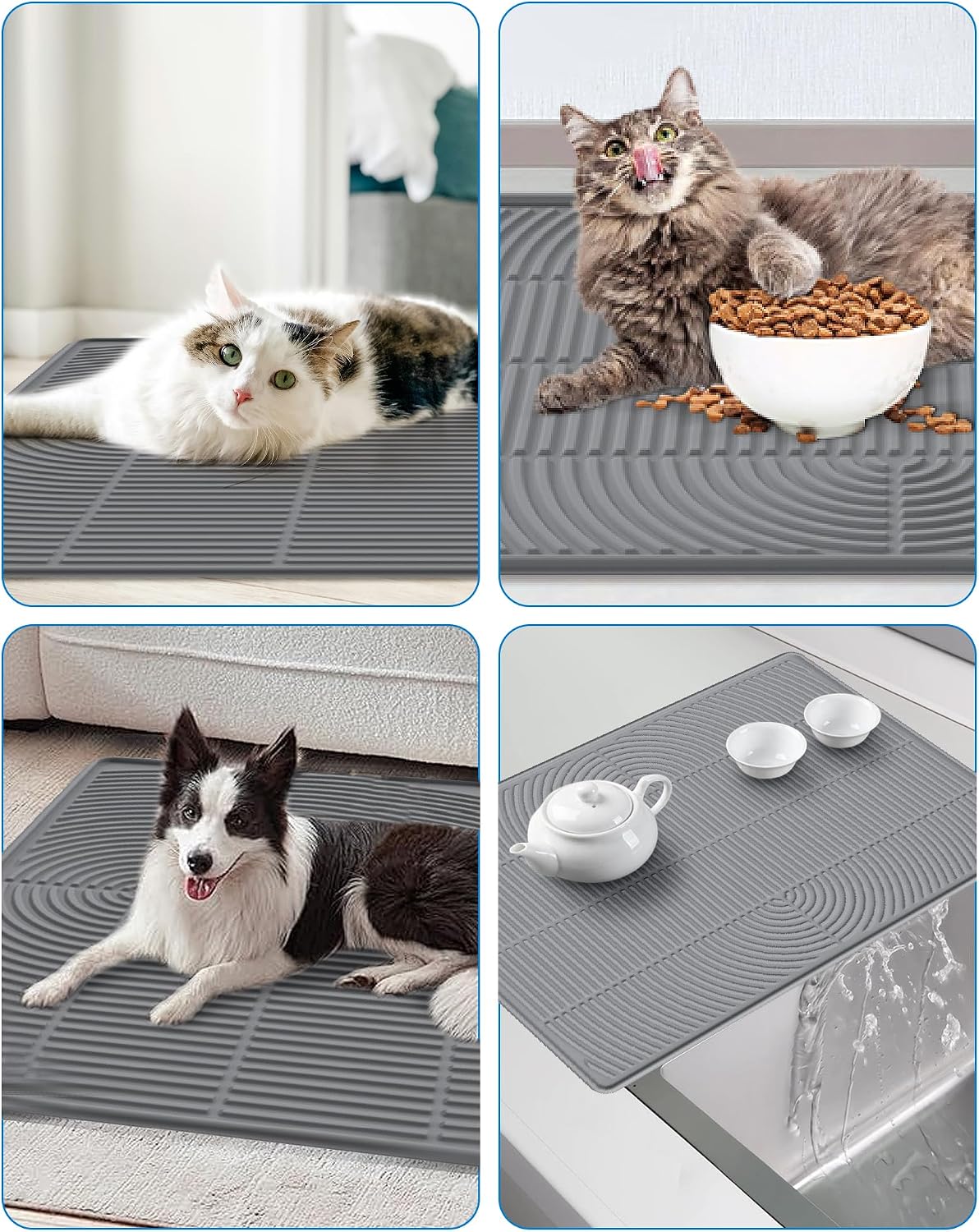 Extra large non slip cat litter mat placed under a litter tray