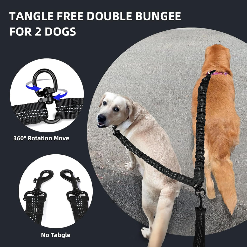 Premium foam padded handles on the Uppetly dual leash highlighting ergonomic grip and control.