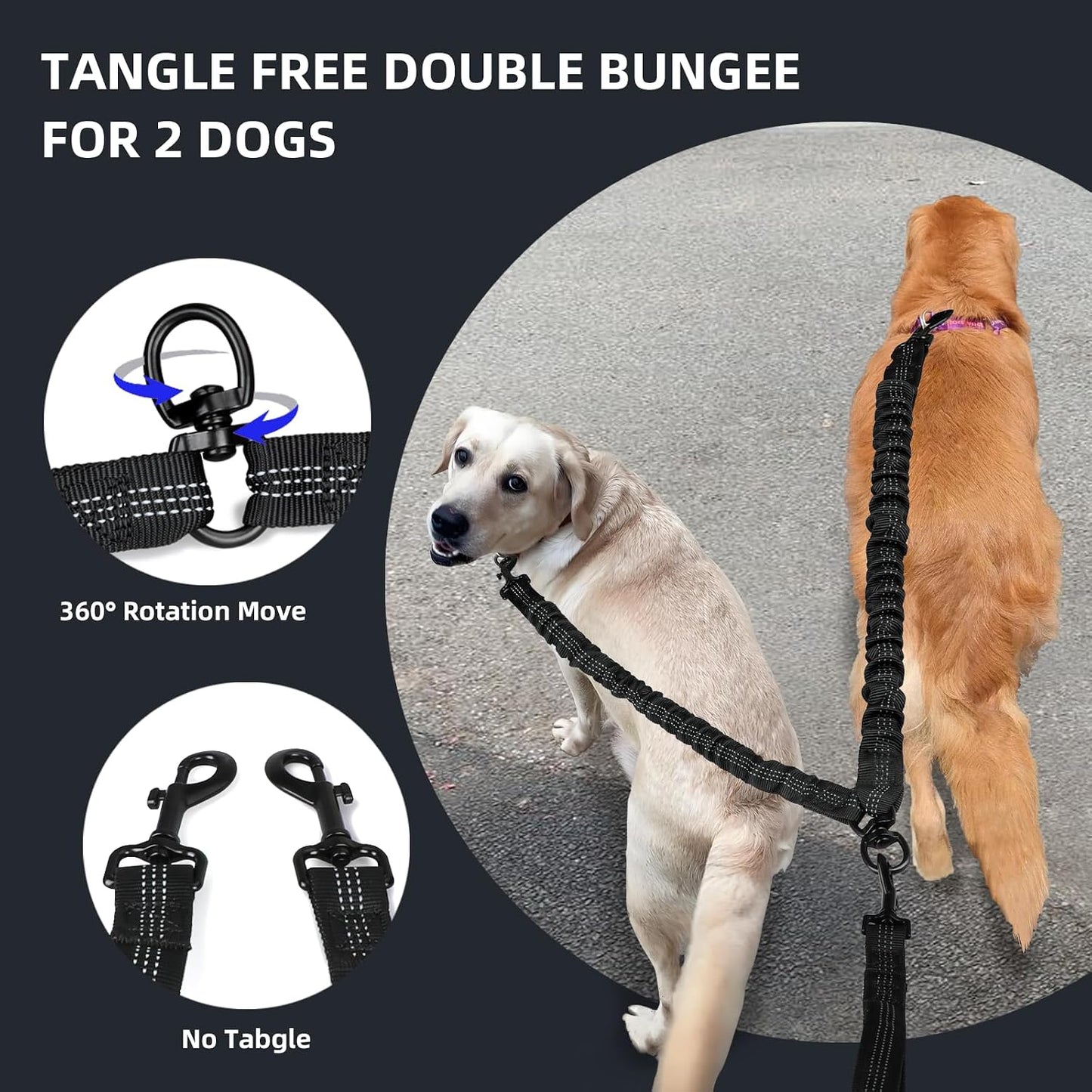 Premium foam padded handles on the Uppetly dual leash highlighting ergonomic grip and control.