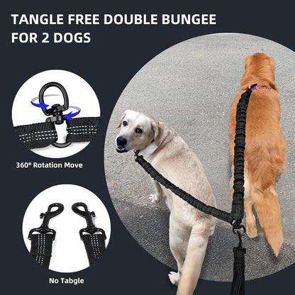 Premium foam padded handles on the Uppetly dual leash highlighting ergonomic grip and control.