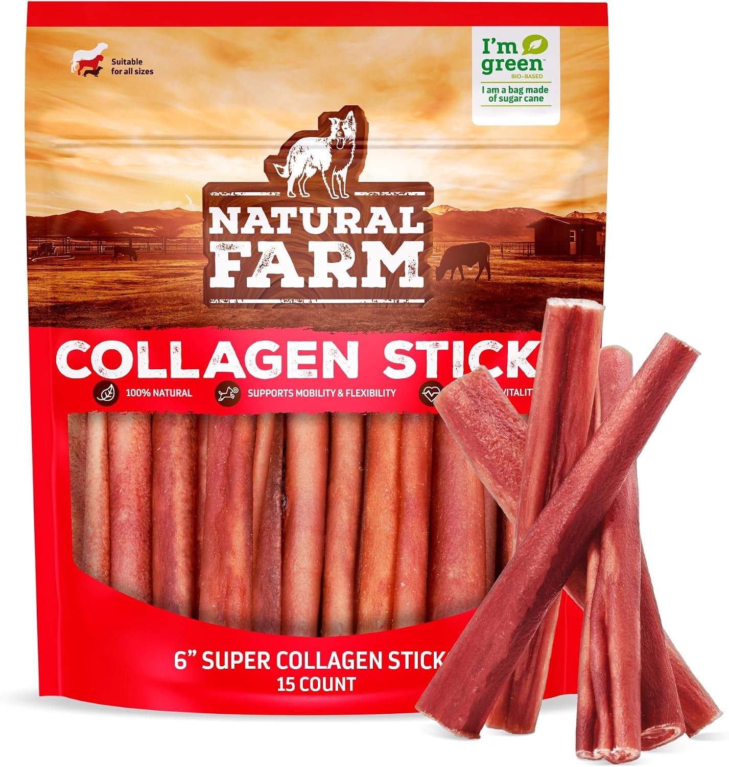 Natural Farm Odor-Free Super Collagen Dog Chews (6-Inch, 20-Pack) The First Ever Real Bull Sticks Alternative: 100% Natural Angus Hide Collagen Treats - More Protein, More Chew Time for All Dogs - Image 10