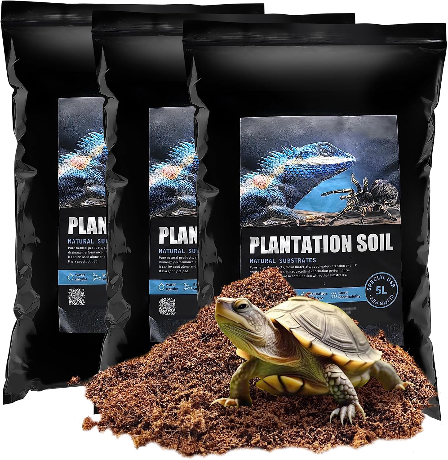 VCEPJH 2 Pcs Reptile Substrate Burrowing Tortoise Bedding for Habitat Bearded Dragon Enclosure Topsoil Terrarium Substrate for Snake Tarantula Gecko Lizard Spidey Frog Hermit Crab (5 L) - Image 10