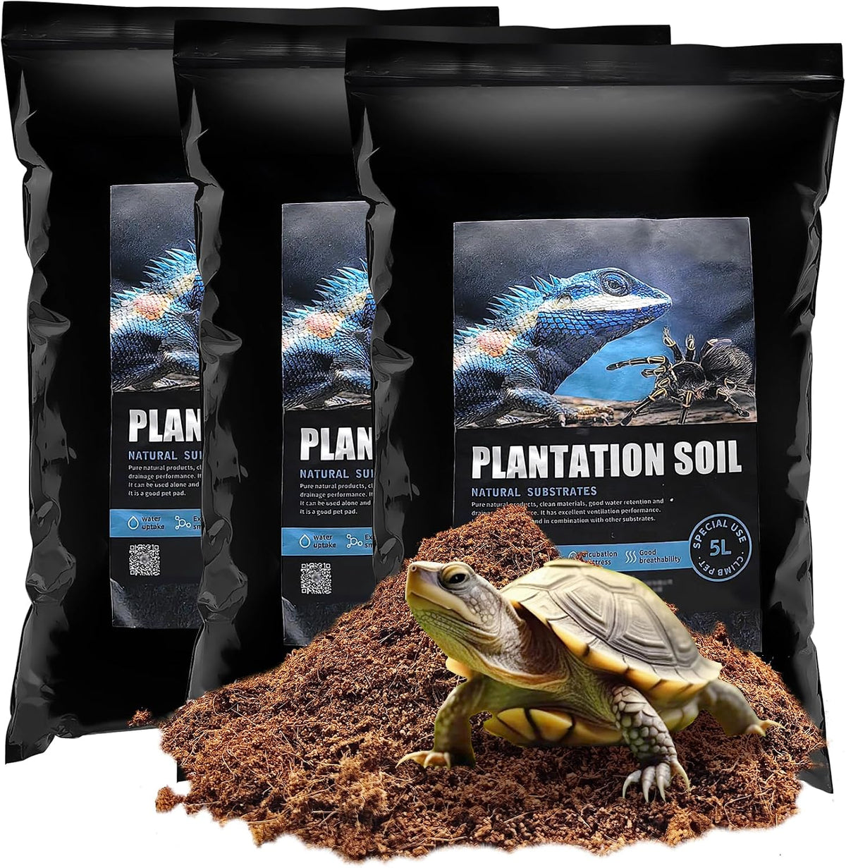 VCEPJH 2 Pcs Reptile Substrate Burrowing Tortoise Bedding for Habitat Bearded Dragon Enclosure Topsoil Terrarium Substrate for Snake Tarantula Gecko Lizard Spidey Frog Hermit Crab (5 L) - Image 10