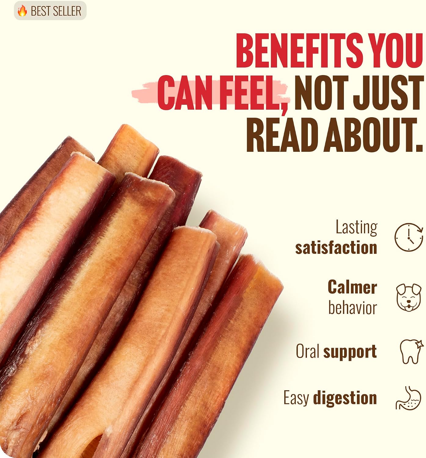 Natural Farm thick bully sticks for medium chewers showing thickness