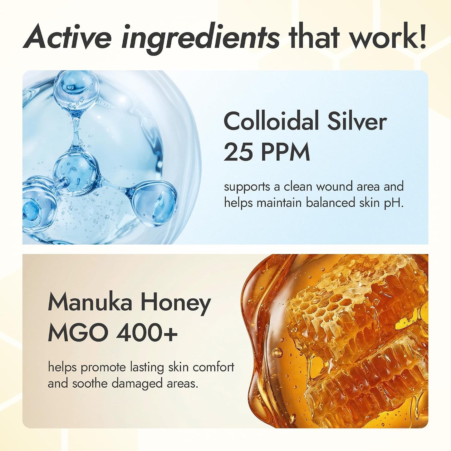 Manuka honey and colloidal silver pet cream applied to dry dog paws and noses