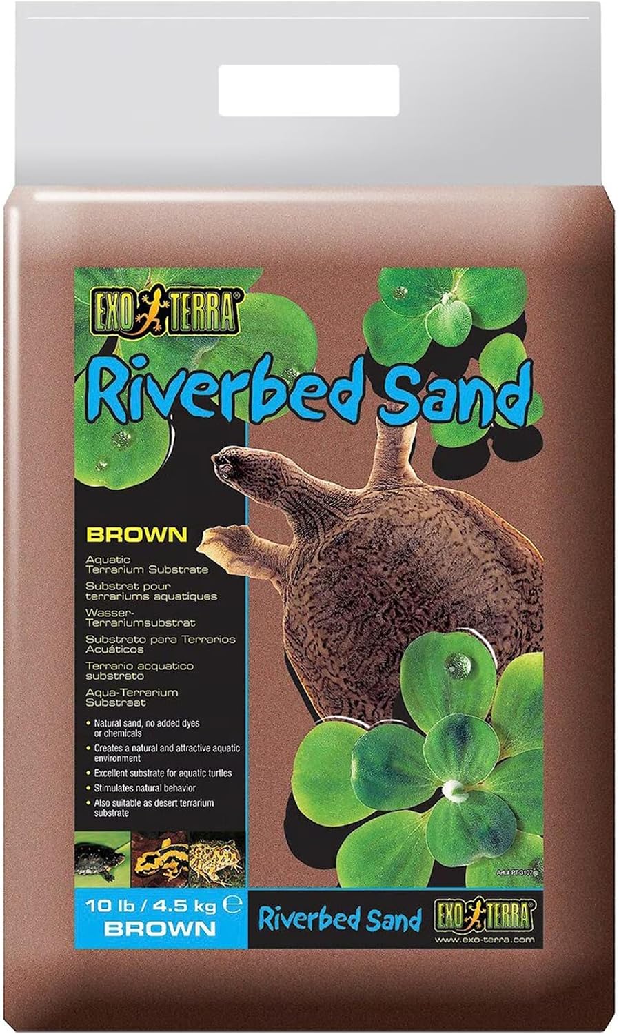 Exo Terra Riverbed Sand 10 Pound bag front view natural substrate