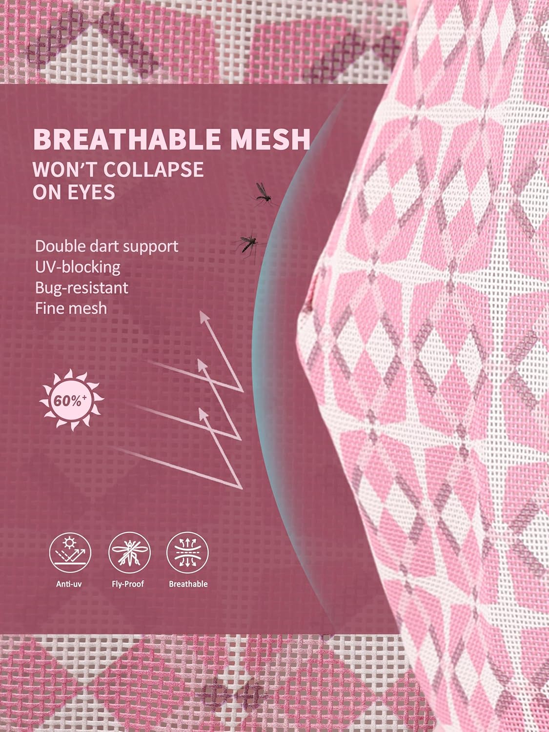 Side profile of Tackmore breathable mesh horse fly mask