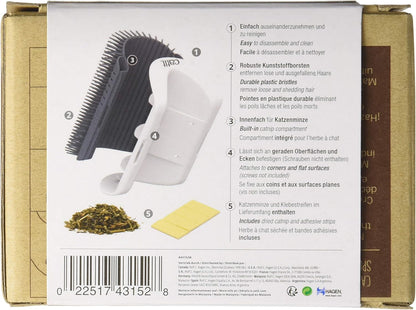 Cat self grooming brush base plate with adhesive strips