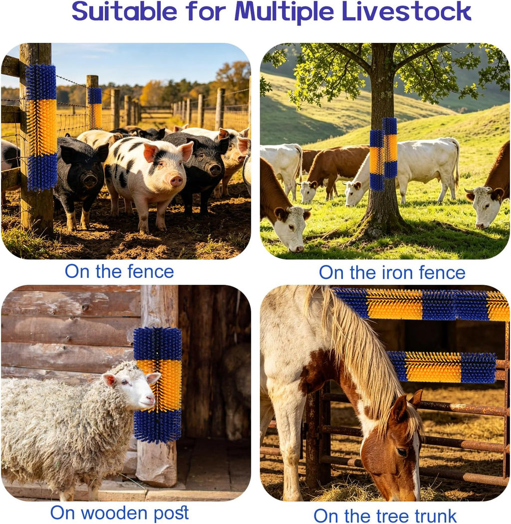 Weatherproof livestock stall supplies displaying dual color bristle panel design