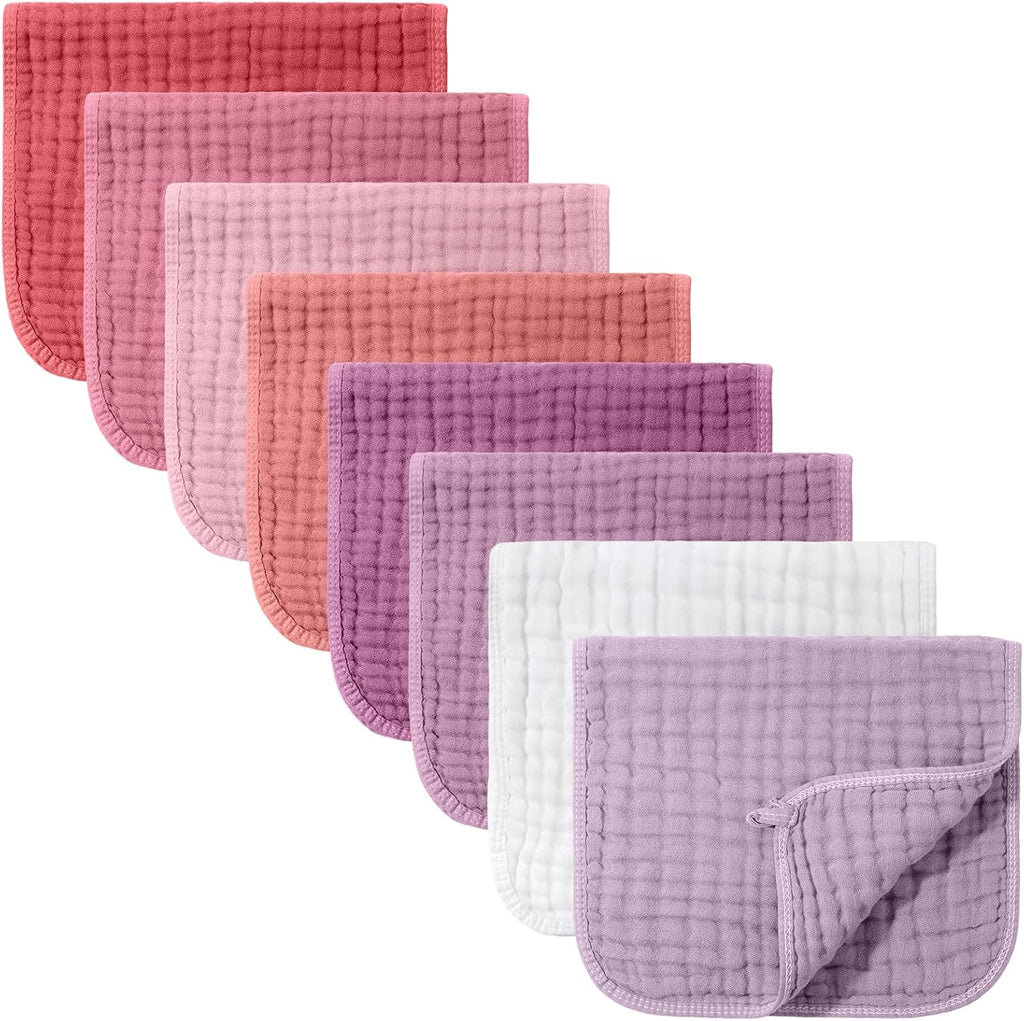 Remagr 8 pack muslin burp cloths front view