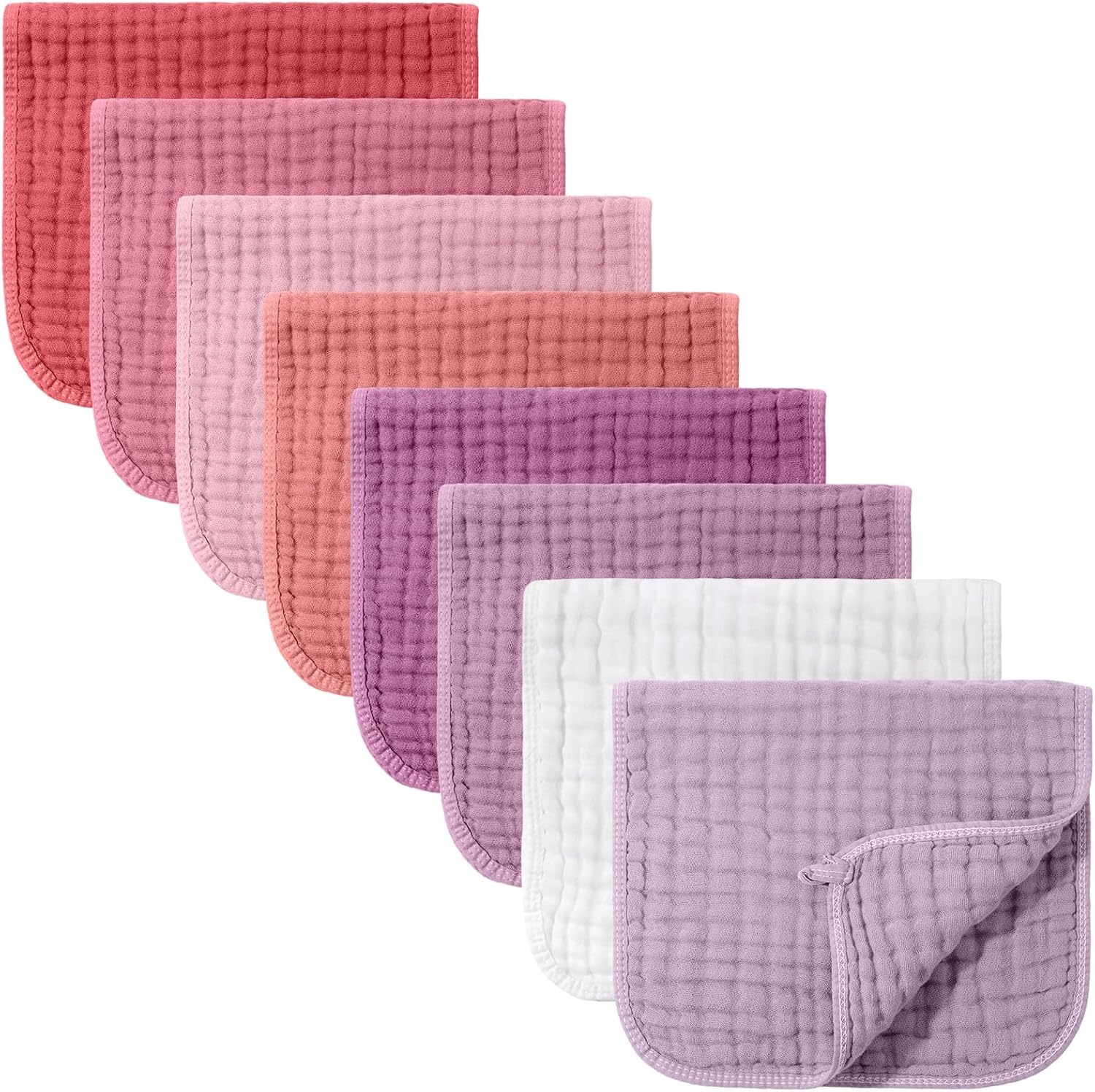 Remagr 8 pack muslin burp cloths front view