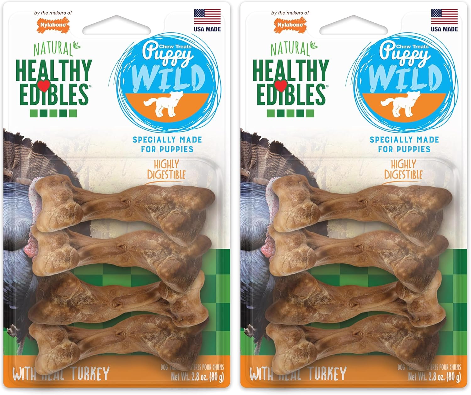 Nylabone Healthy Edibles WILD Natural Long-Lasting Turkey Flavor Bone Chew Treats for Dogs, Small/Regular (4 Count) - Image 11
