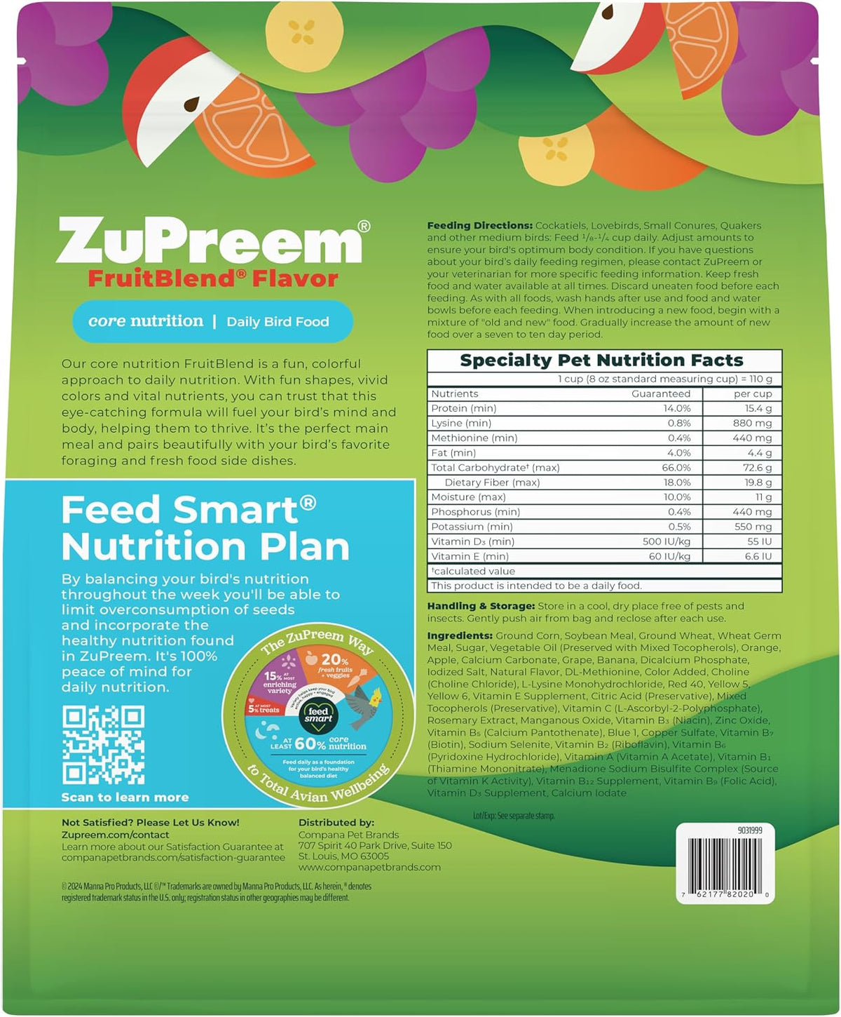 ZuPreem Smart Selects 2 pound bag back panel instructions