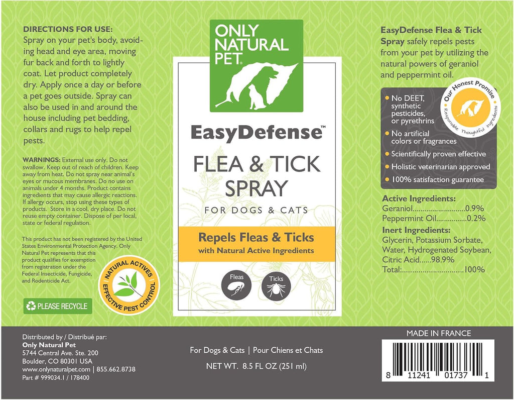 EasyDefense natural tick repellent spray usage instructions