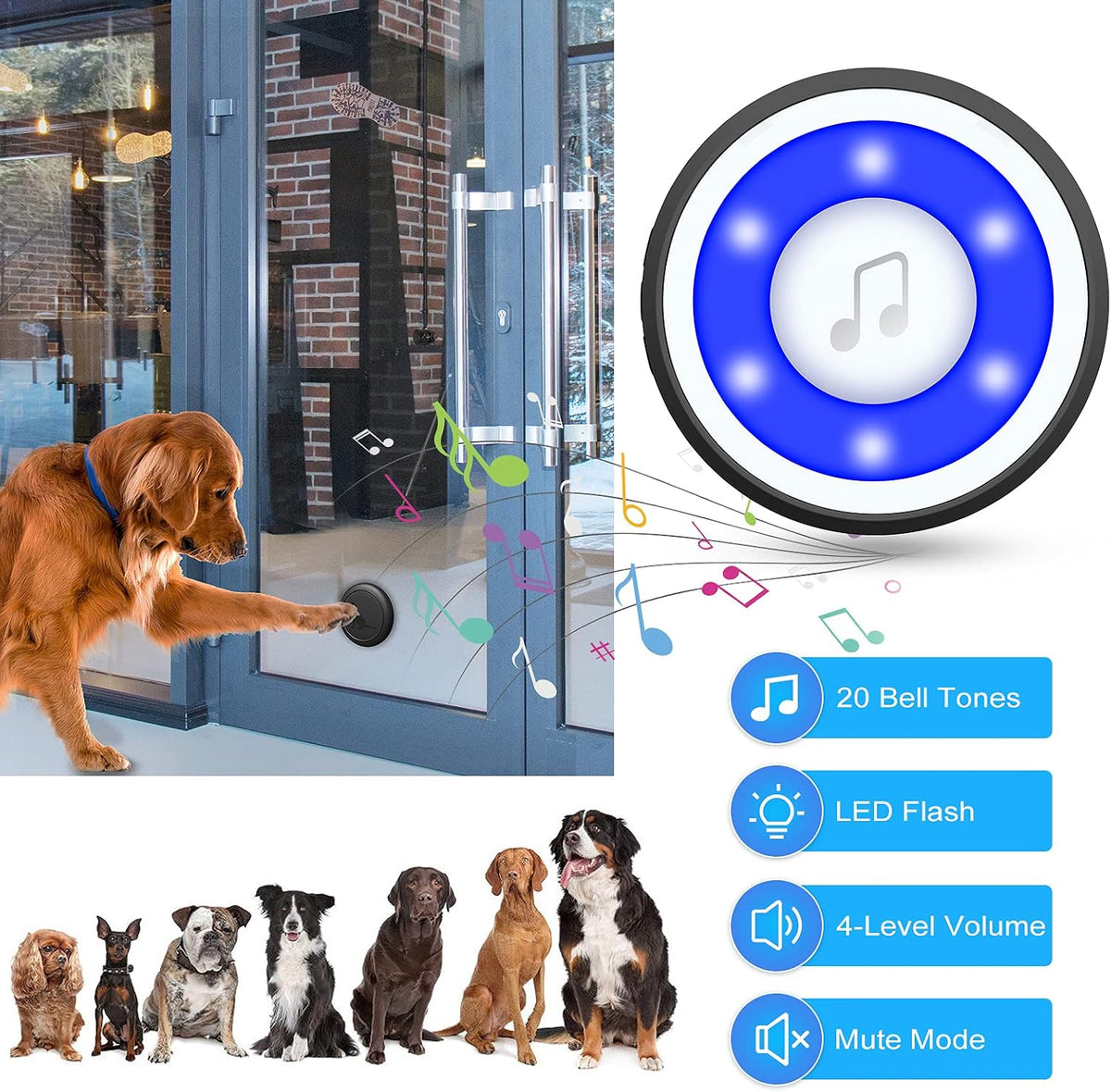 Mypin doorbell components showing 1000 feet range capability