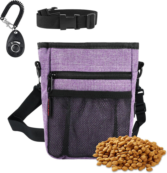 Kissleaf dog treat pouch front view purple training bag