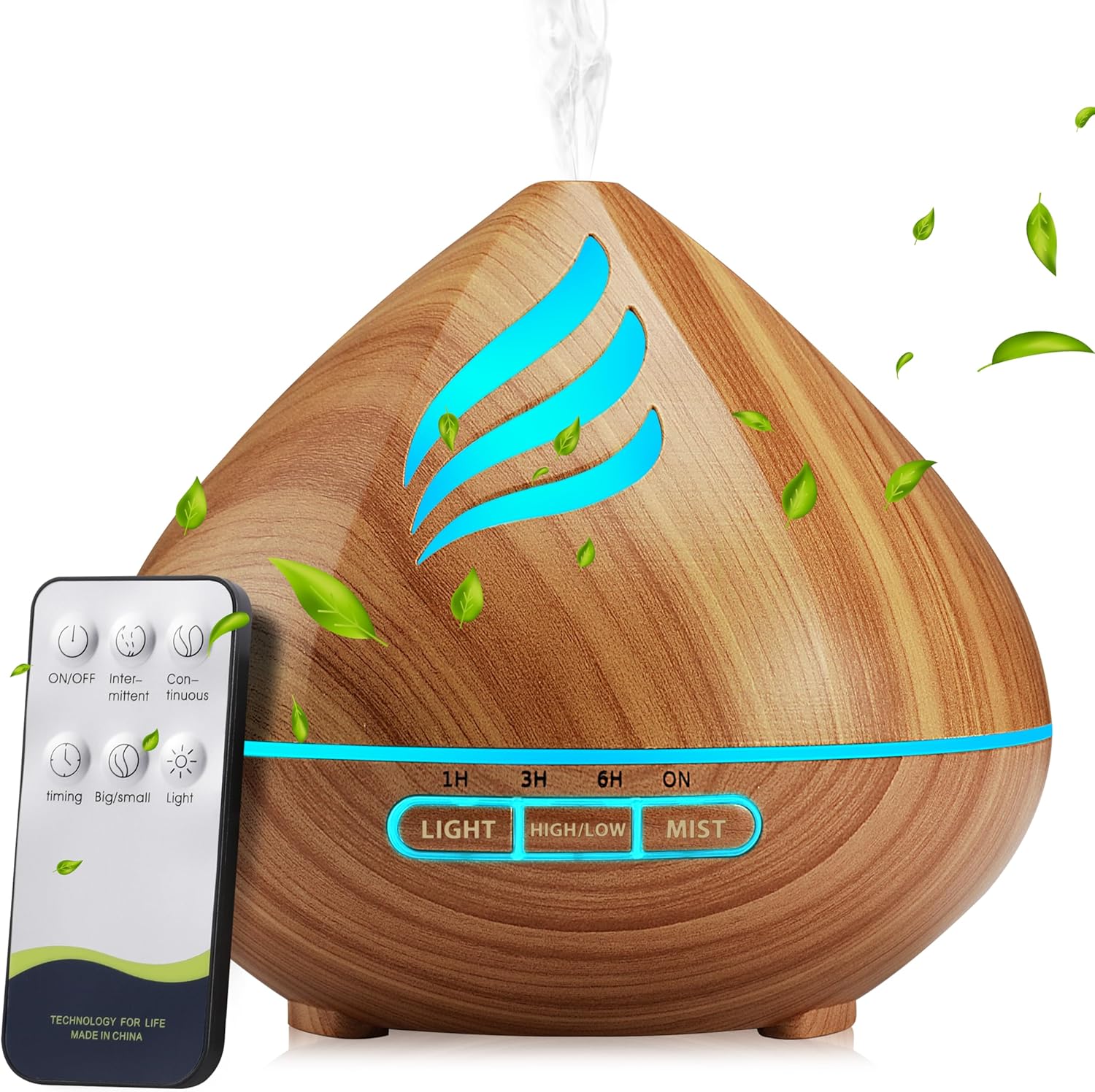 JcrAsZZF Essential Oil Scent Diffuser 500ml front view for aromatherapy