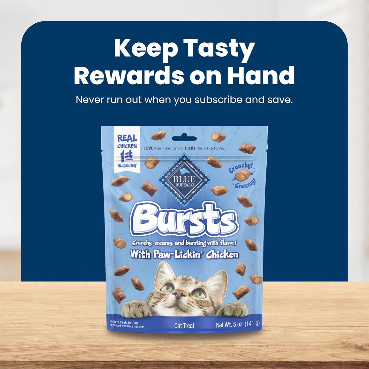 Blue Buffalo Bursts Paw-Lickin' Chicken Crunchy & Creamy Cat Treats, Great for Training, Made with Real Chicken, Natural Cat Treats Enhanced with Vitamins, Minerals & Other Nutrients, 5 oz. - Image 10