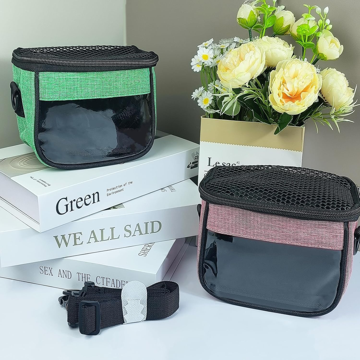 Small Pet Carrier Bag - Single - Shoulder Outdoor Carrier for Hamsters, Sugar Gliders & Flying Squirrels Portable Small Pet Travel Bag (Pink) - Image 5
