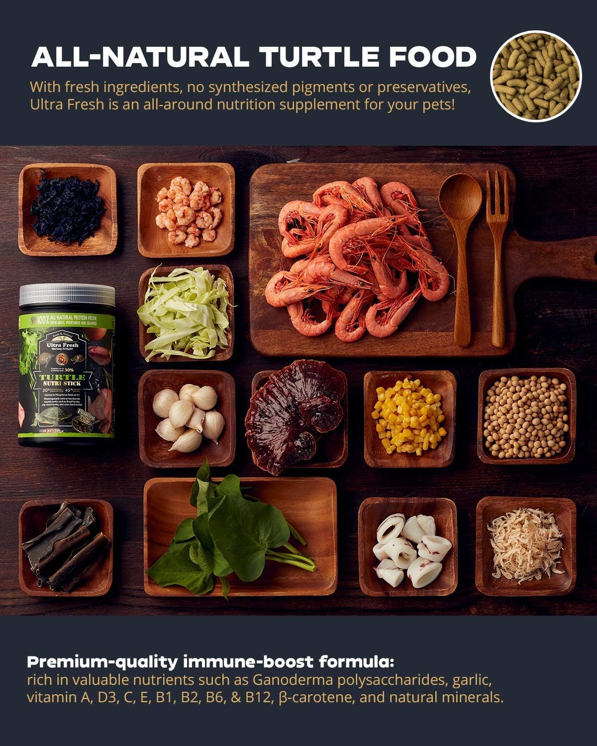 Ultra Fresh Turtle Nutri Stick calcium and vitamin D enrichment labeling