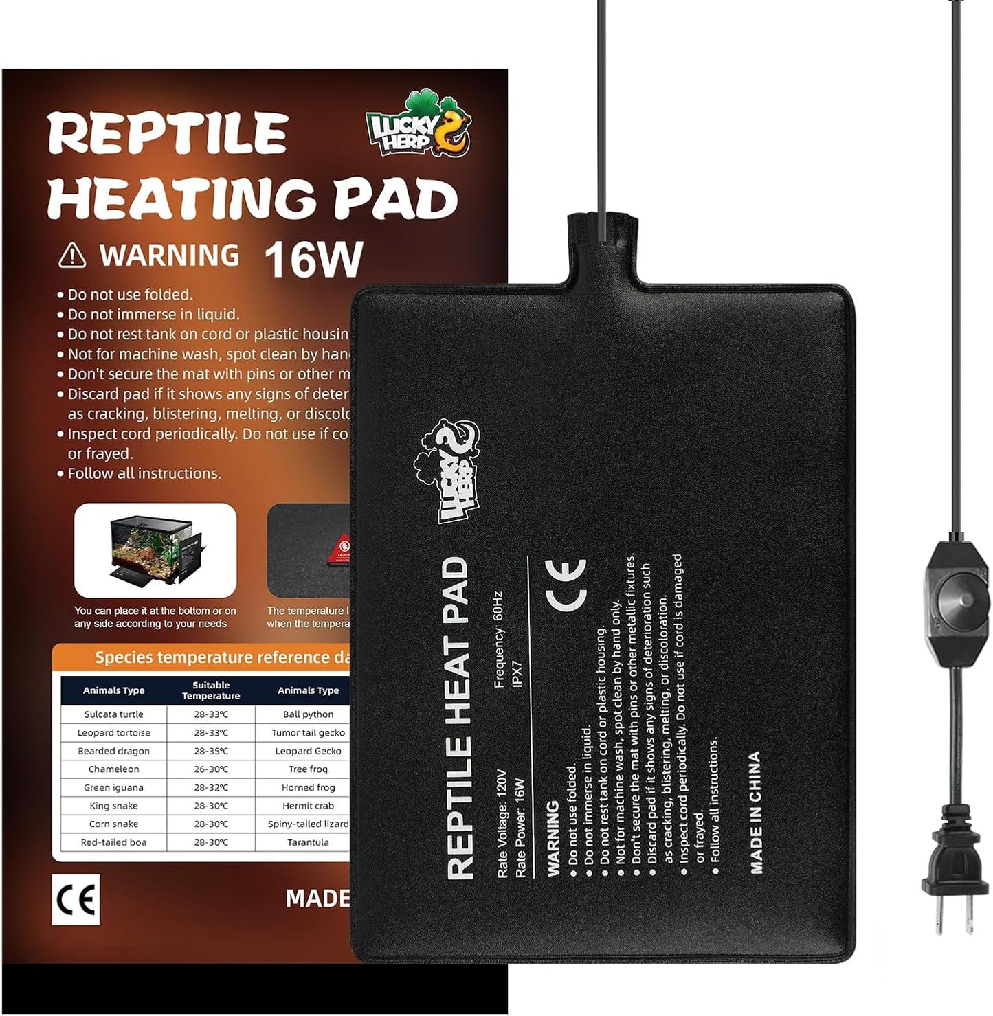 LUCKY HERP Reptile Heat Pad 8x18 Inch 24W Under Tank Terrarium Heating Mat, Reptile Heat Mat, Reptile Heating Pad for Turtle, Lizard, Hermit Crab, Frog, Snake - Image 9