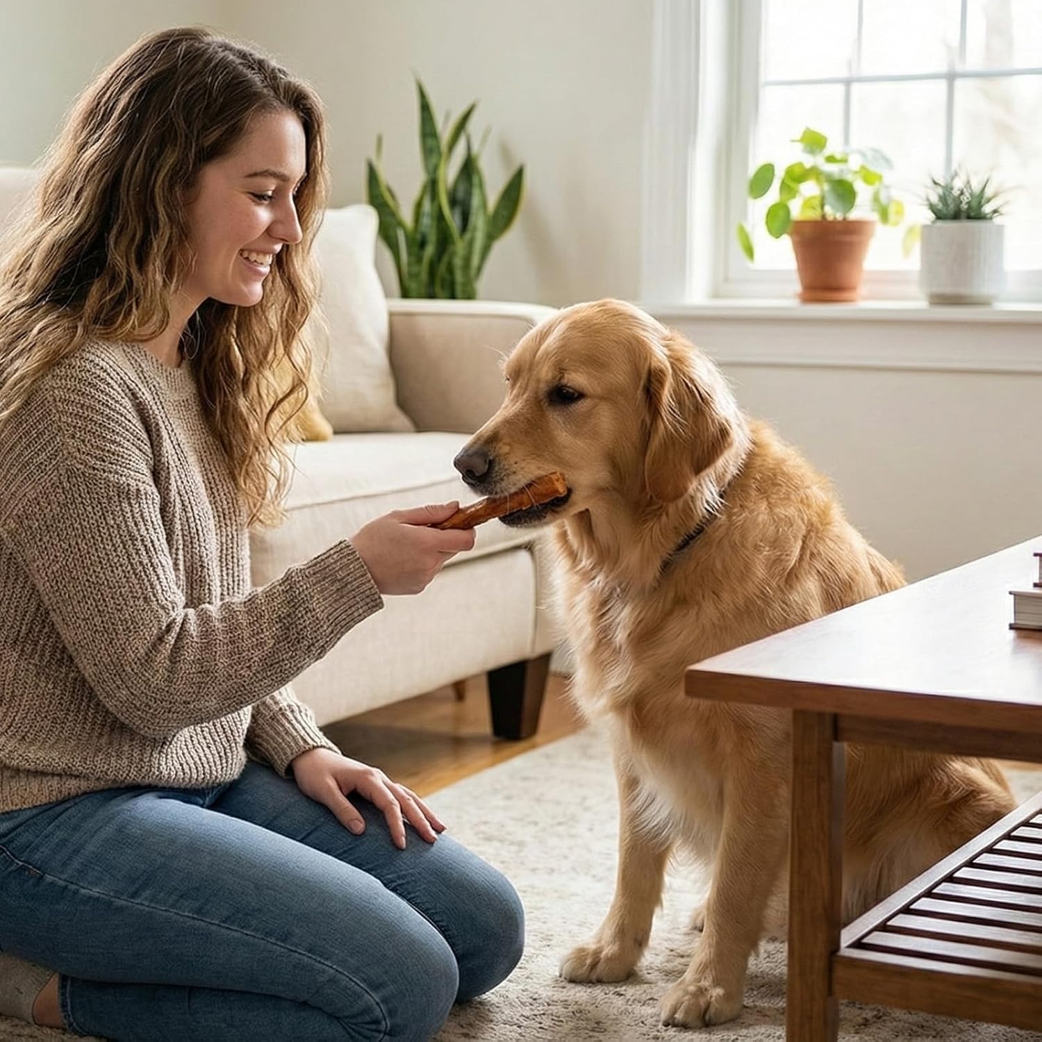 Premium imported USA pet treats for joint and coat health nutritional information label.