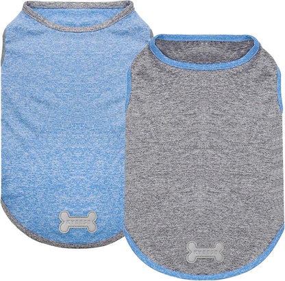 Kyeese 2-pack dog shirts in grey and light blue front view