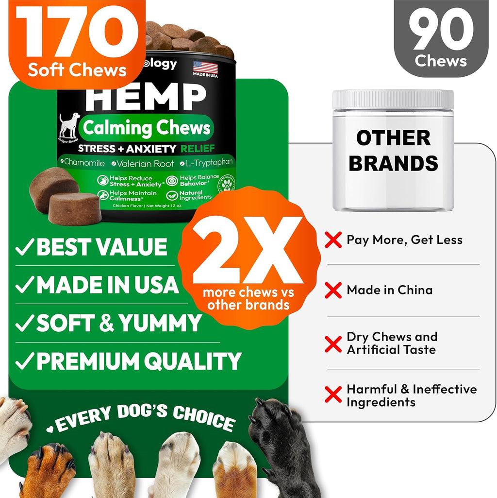 Grateful Pawz 170 count calming chews for thunder and fireworks stress