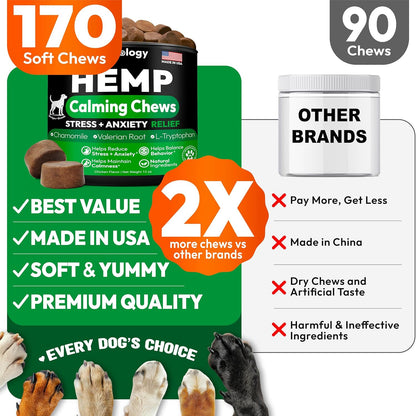 Grateful Pawz 170 count calming chews for thunder and fireworks stress