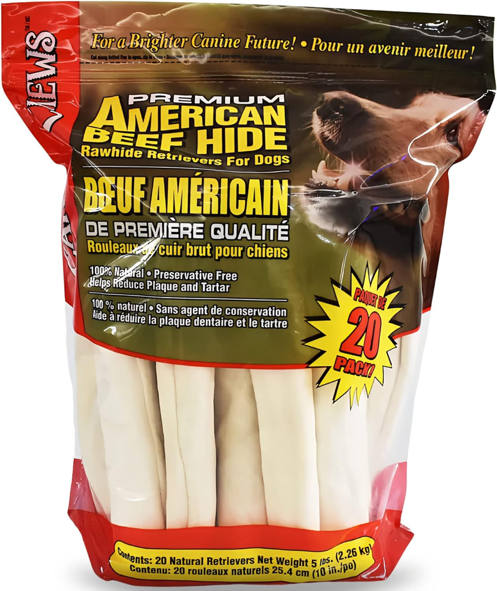 Canine Chews rawhide retriever rolls front view pack for large dogs.