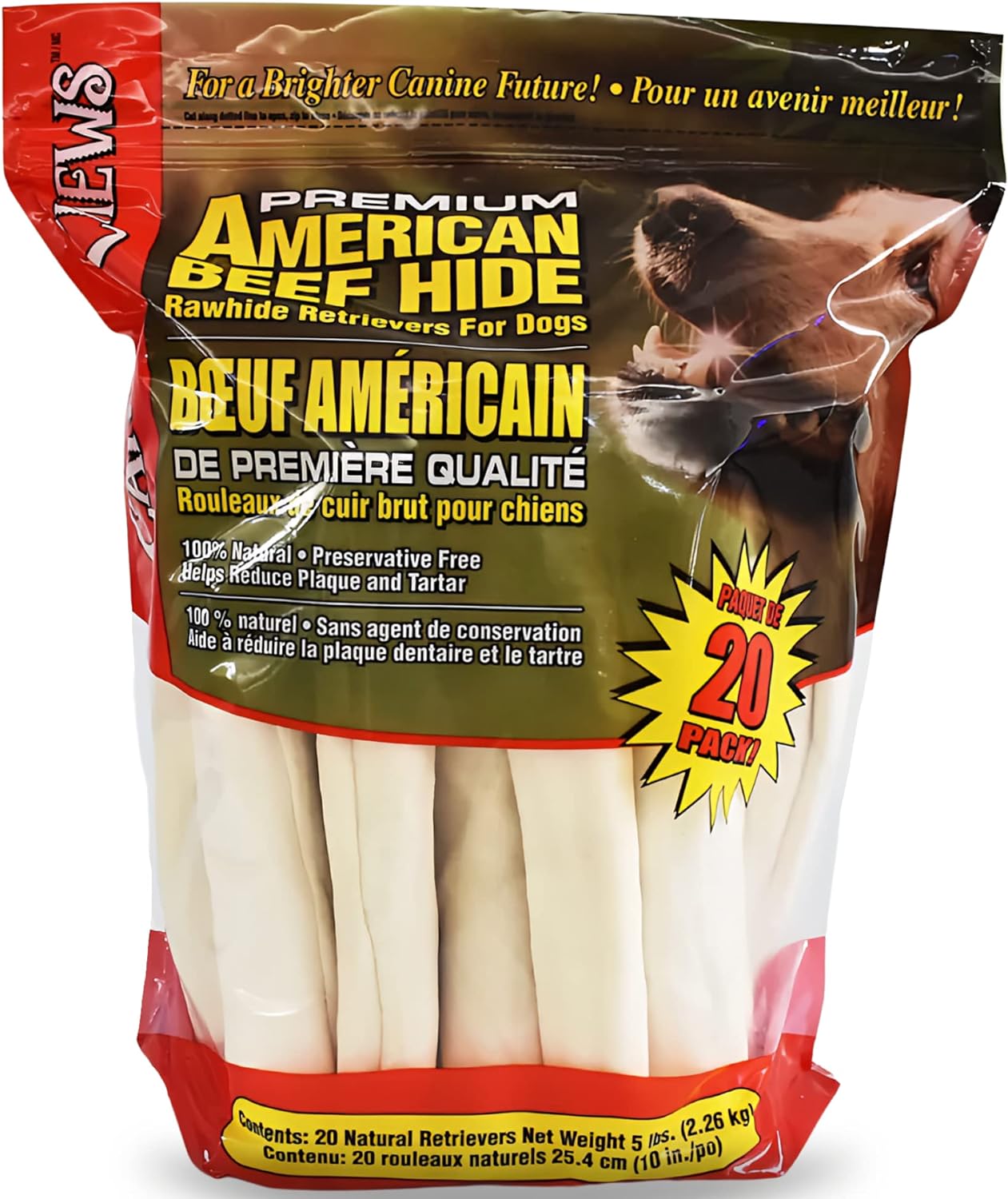 Canine Chews 10" Dog Rawhide Retriever Rolls - Rawhide Bones for Large Dogs (50 pk) - Natural Beef Dog Rawhide Chews - Single Ingredient Dog Rawhide Bones - Large Rawhide Bones for Dogs Dental Chew - Image 9