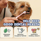 Ergonomic pink handle of MoonyMars dog and cat toothbrush