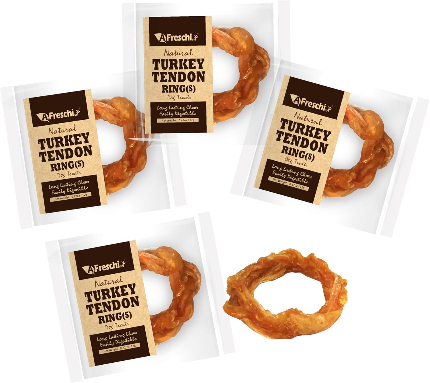 A Freschi srl Turkey Tendons for Dogs, USA-Sourced Human Grade, Rawhide-Free Long-Lasting Puppy Chews, All Natural Hypoallergenic Dog Treats for Small Breeds, Strips, 3oz Pack - Image 11