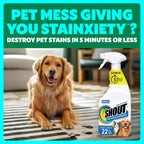 Shout Pet Stain Remover label detailing multisurface use