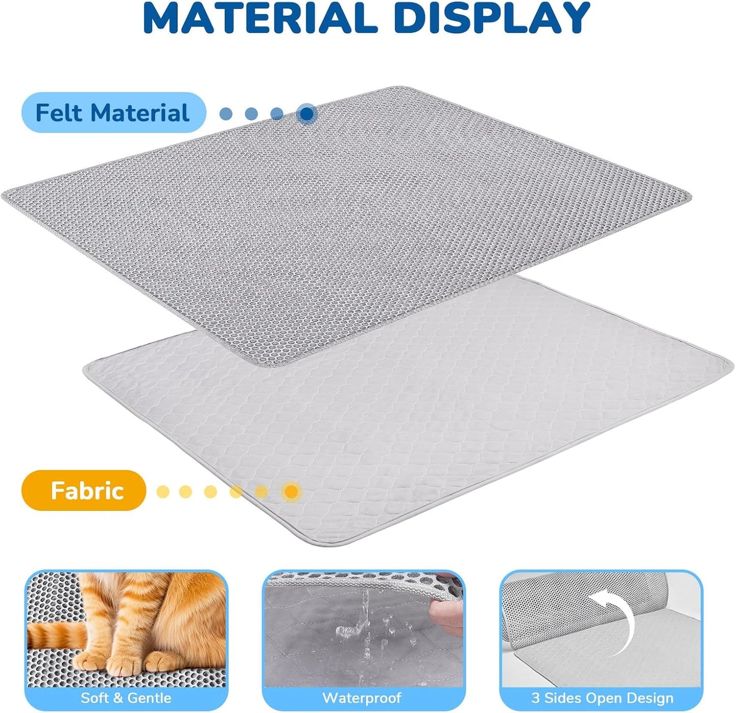 Three sided opening on BurgeonNest double layer mat showing easy litter disposal