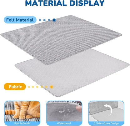 Three sided opening on BurgeonNest double layer mat showing easy litter disposal