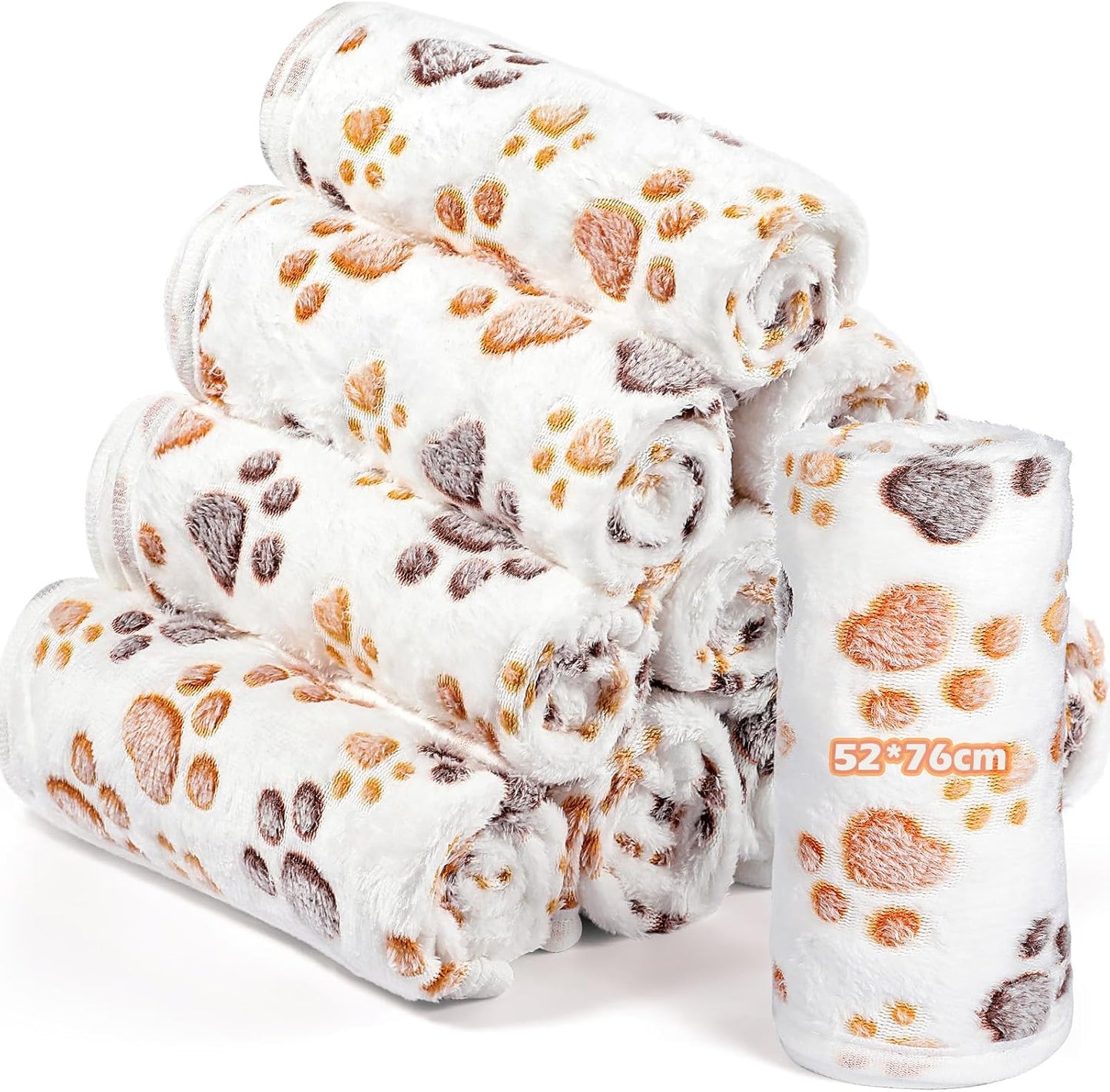 Tegeme 12 Pcs Pet Blankets 23 x 16 Inch Soft Fluffy Fleece Dog Cat Warm Paw Print Pattern Blankets Flannel Throw for Pets Dog Puppy Cat(White) - Image 14