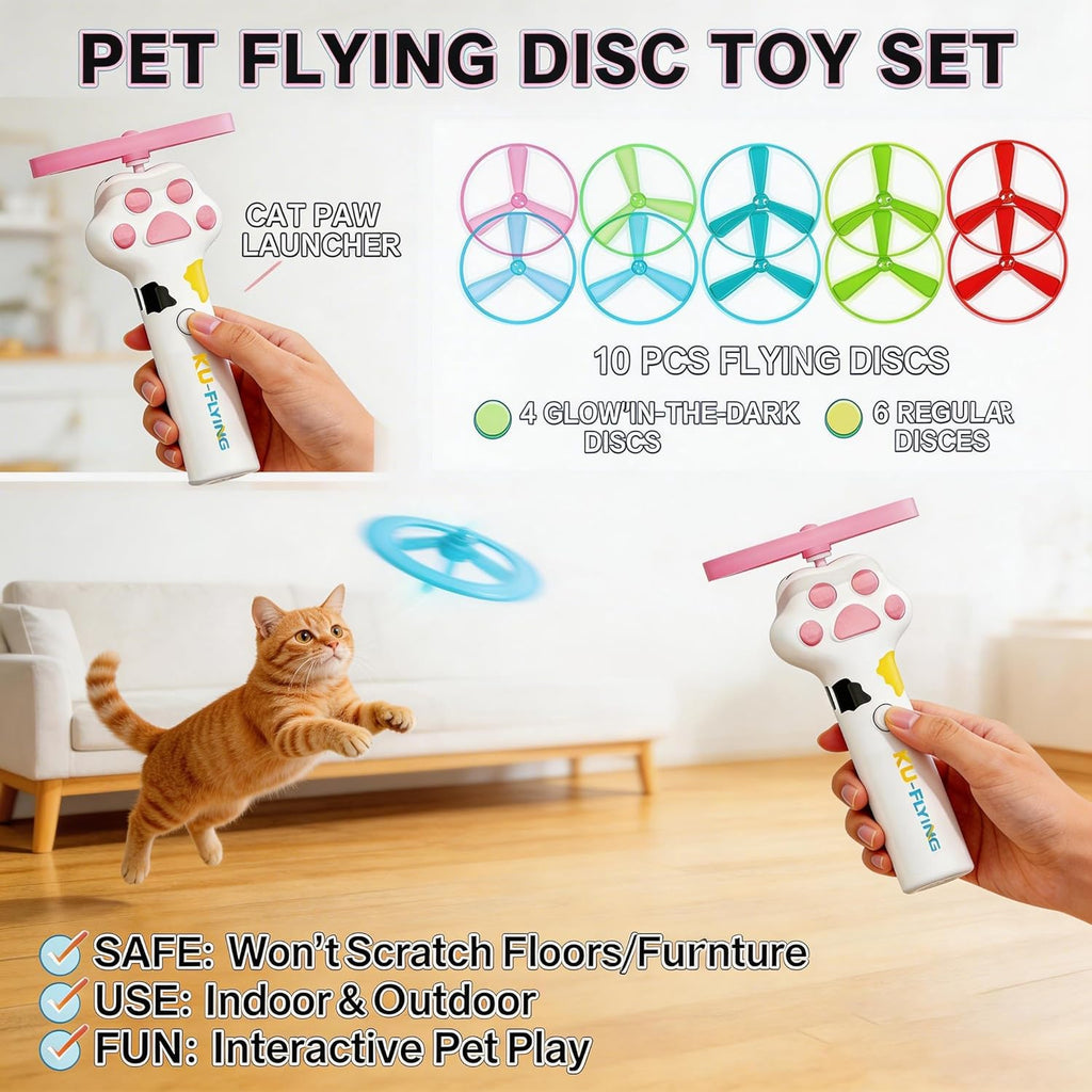 Premium imported cat toy launcher with flickering lights for nighttime play