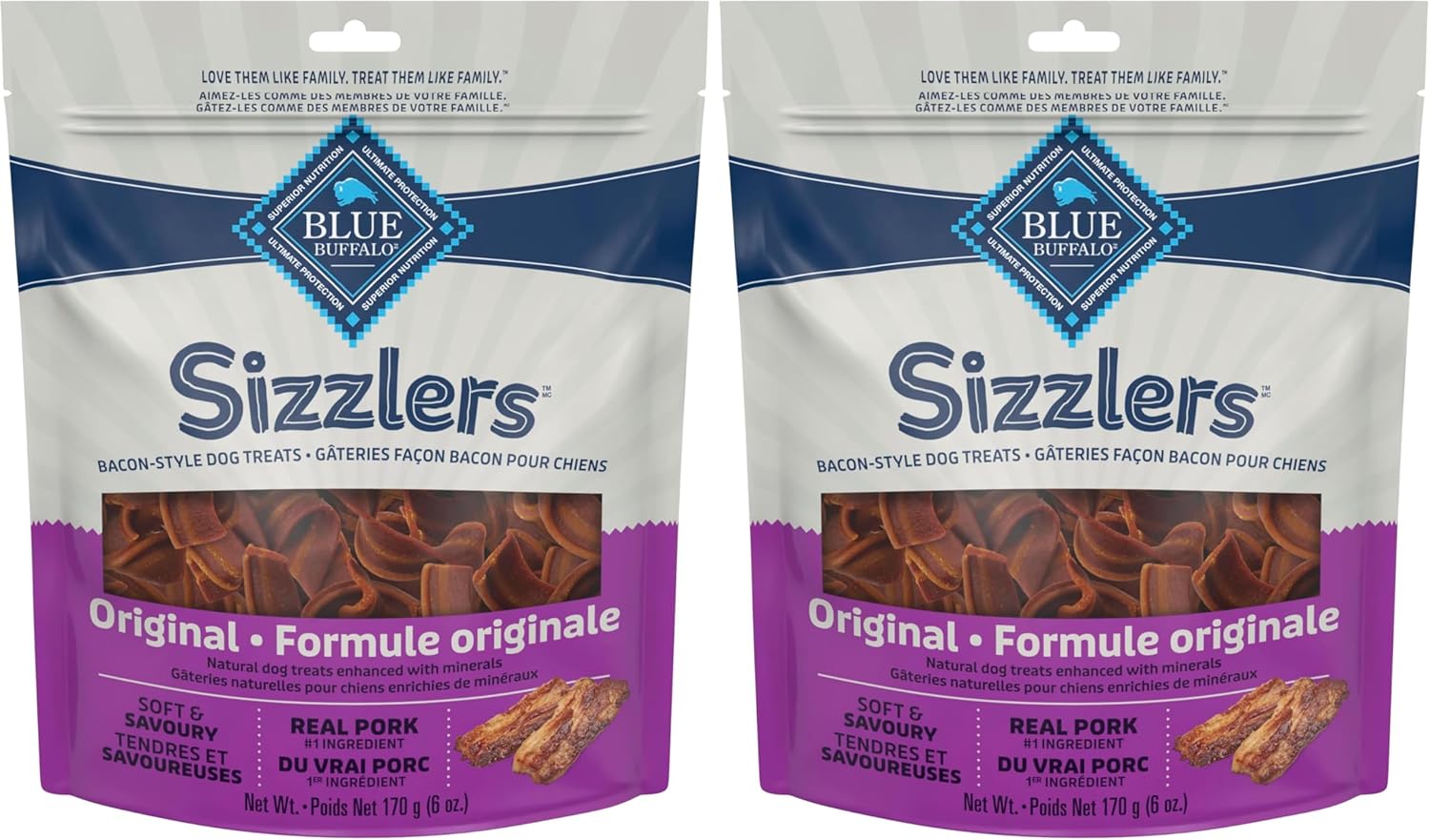 Blue Buffalo Sizzlers Natural Soft Dog Treats, Bacon-Style Soft-Moist Dog Treats with Real USA Pork, Original Flavor, 6-oz Bag - Image 12